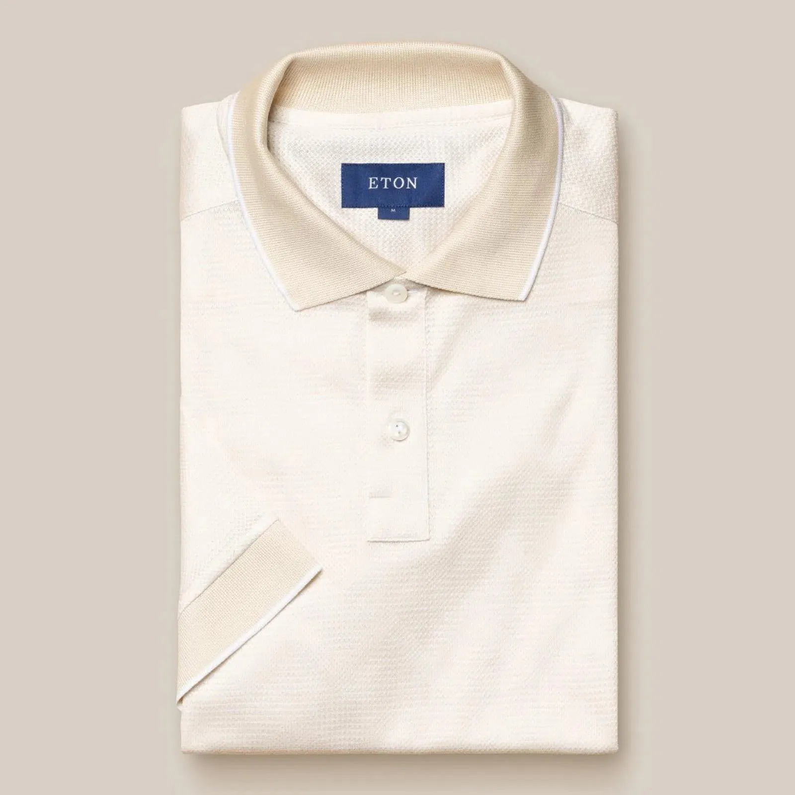 Eton Classic Fit Pique Short Sleeve Polo Shirt Ivory