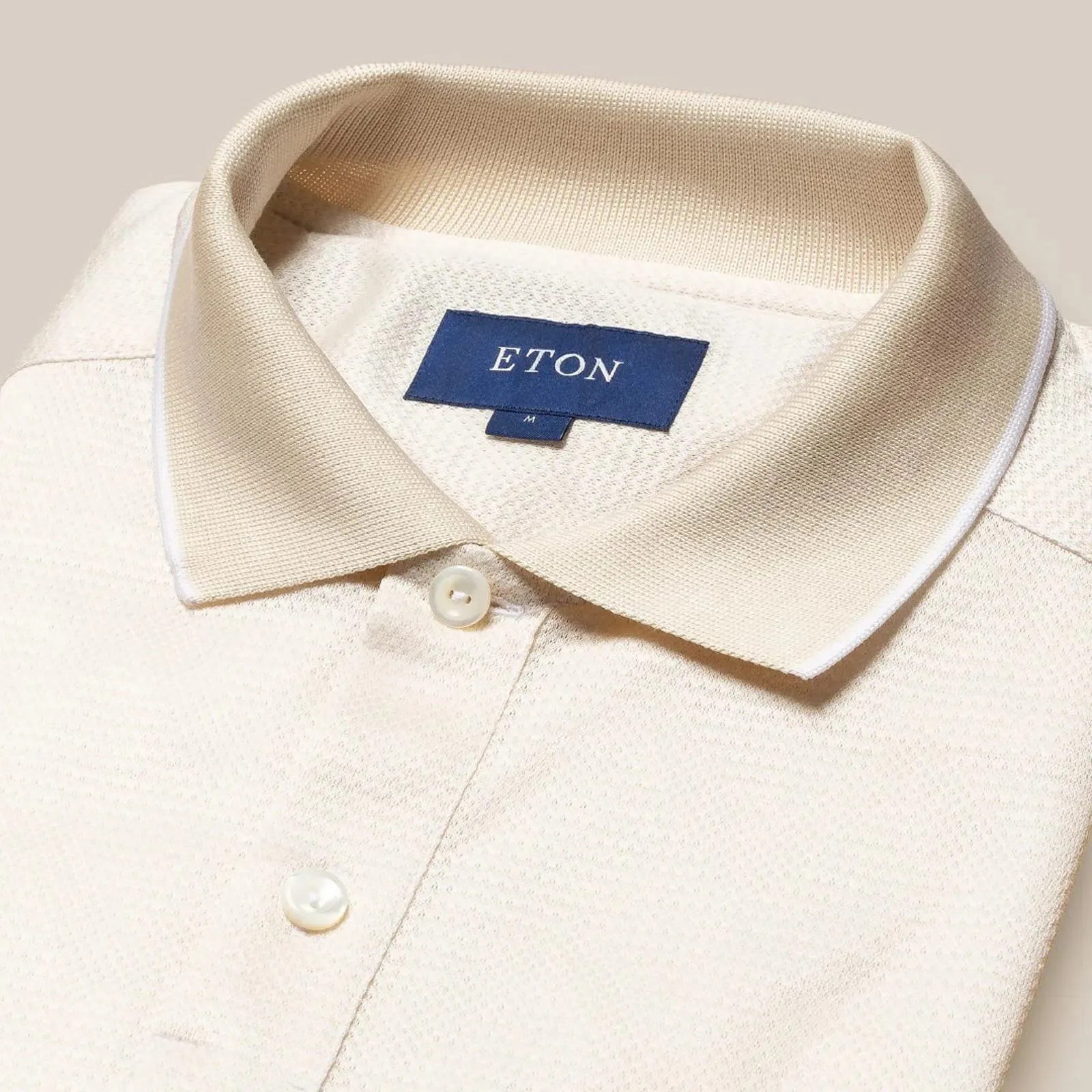 Eton Classic Fit Pique Short Sleeve Polo Shirt Ivory