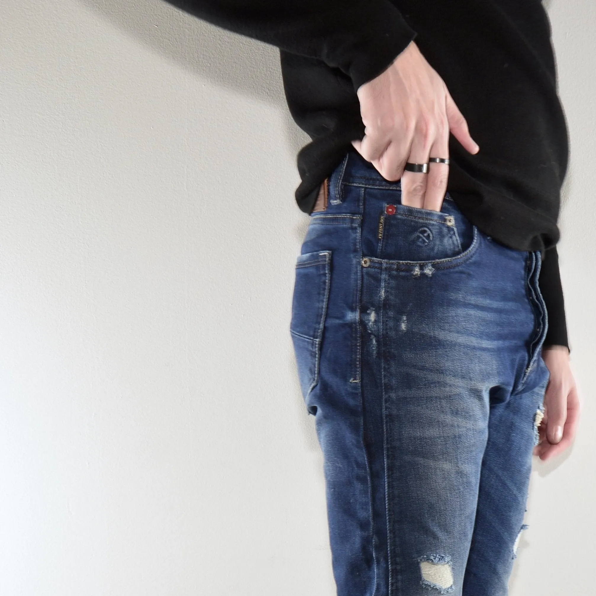 Expent Distressed Denim - Mid-Wash
