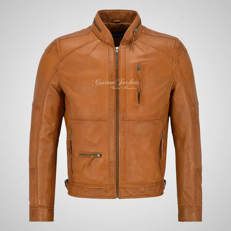 Fallowen Leather Biker Jacket For Mens
