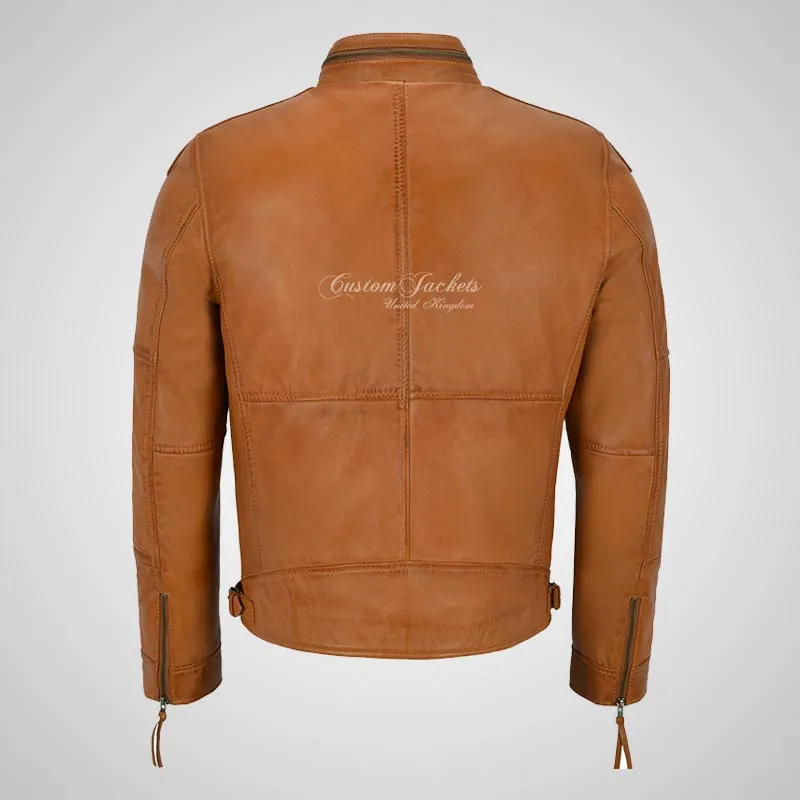 Fallowen Leather Biker Jacket For Mens