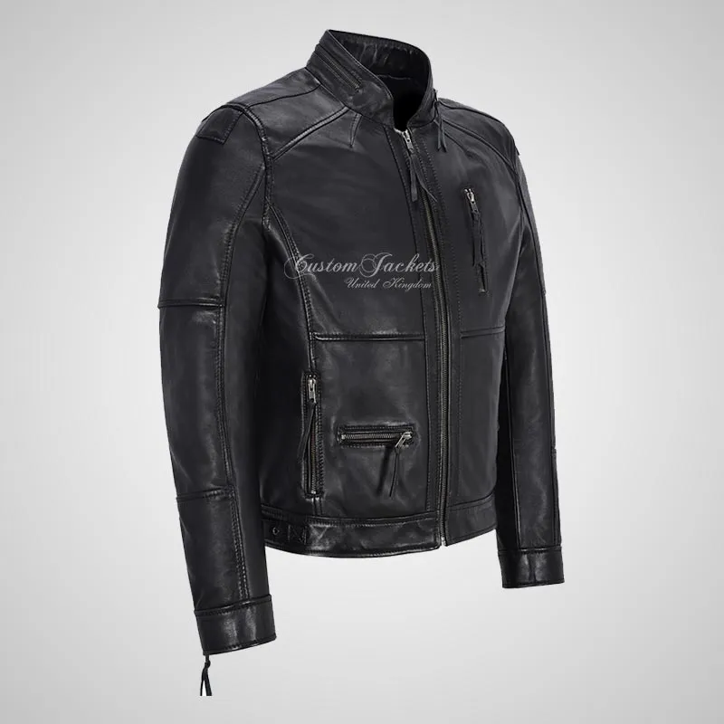 Fallowen Leather Biker Jacket For Mens
