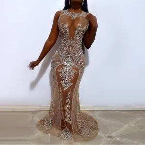 For Sale Champagne Mermaid Prom Dresses SS255