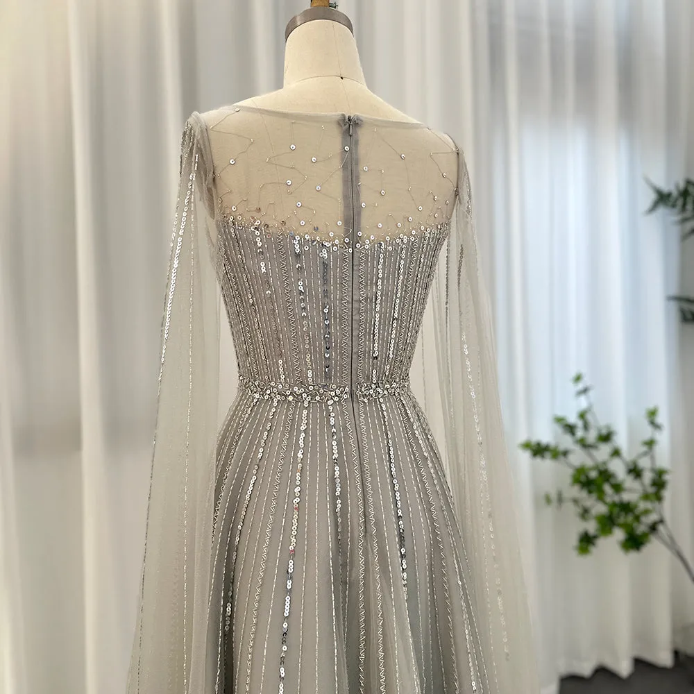 For Sale Elegant Gold Evening Dress with Cape Sleeves SS217