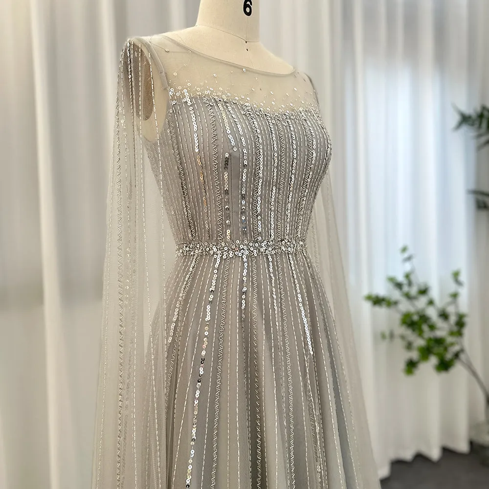 For Sale Elegant Gold Evening Dress with Cape Sleeves SS217