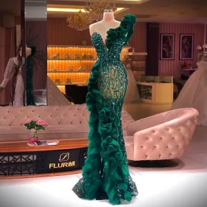 For Sale Emerald Green One Shoulder Evening Dress SS484