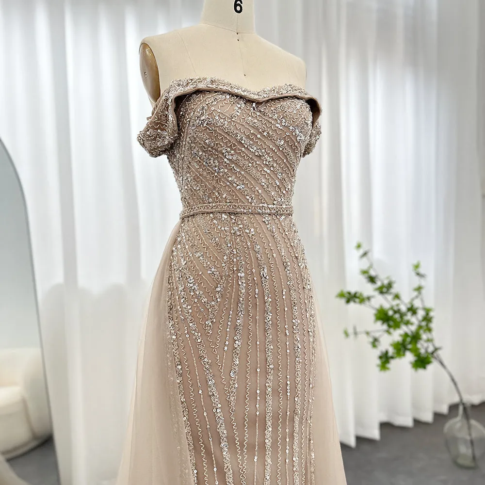 For Sale Off Shoulder Sage Green Overskirt Evening Dress SS244