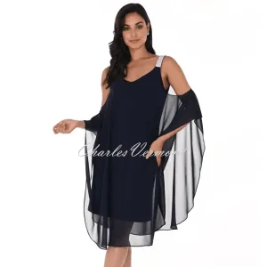 Frank Lyman Two-In-One Dress with Diamante Detail - Style 248001 (Midnight Blue)