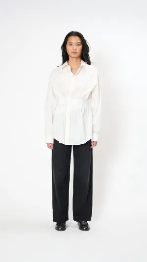 Gathered Waist Shirt in White