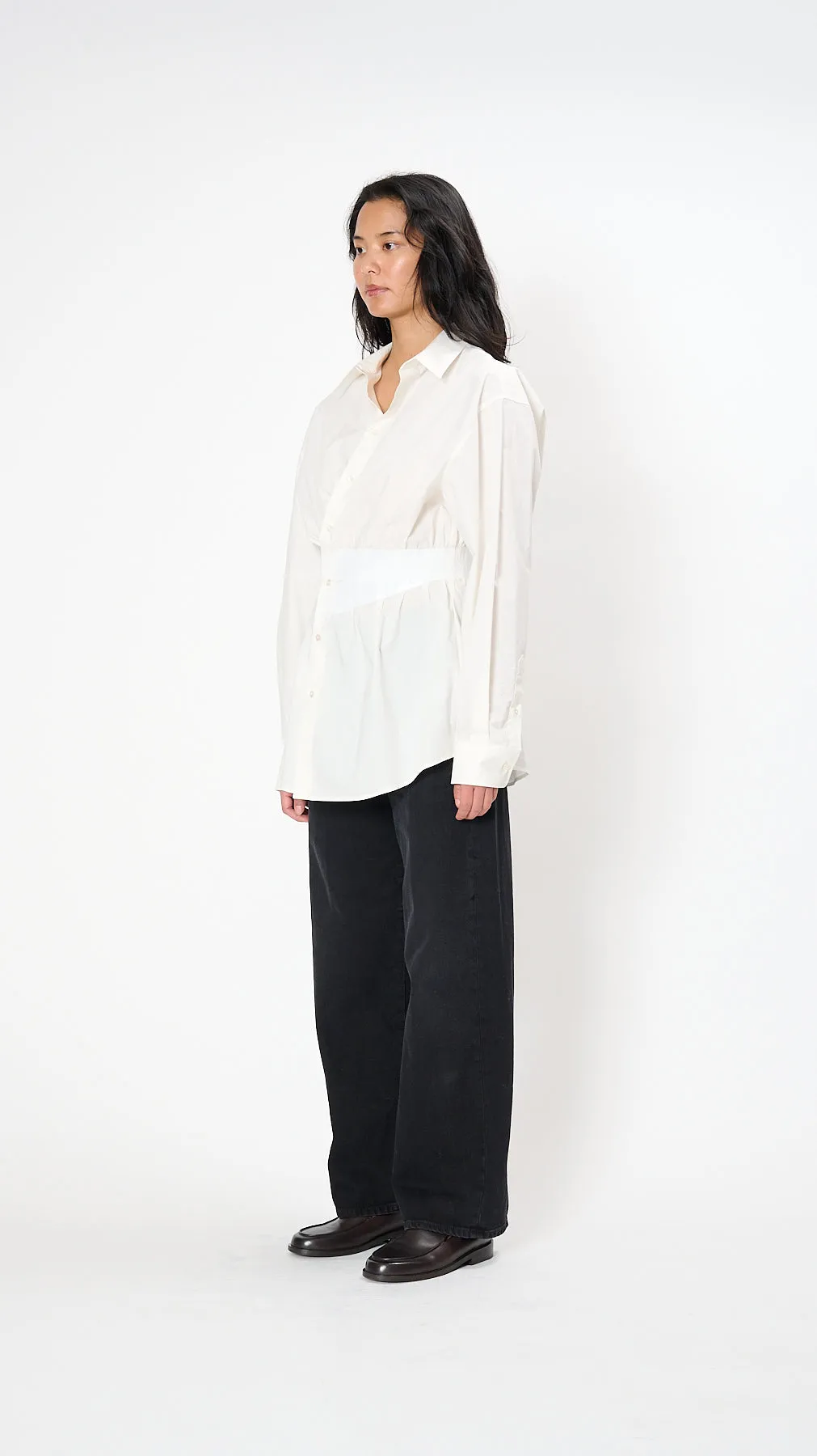 Gathered Waist Shirt in White