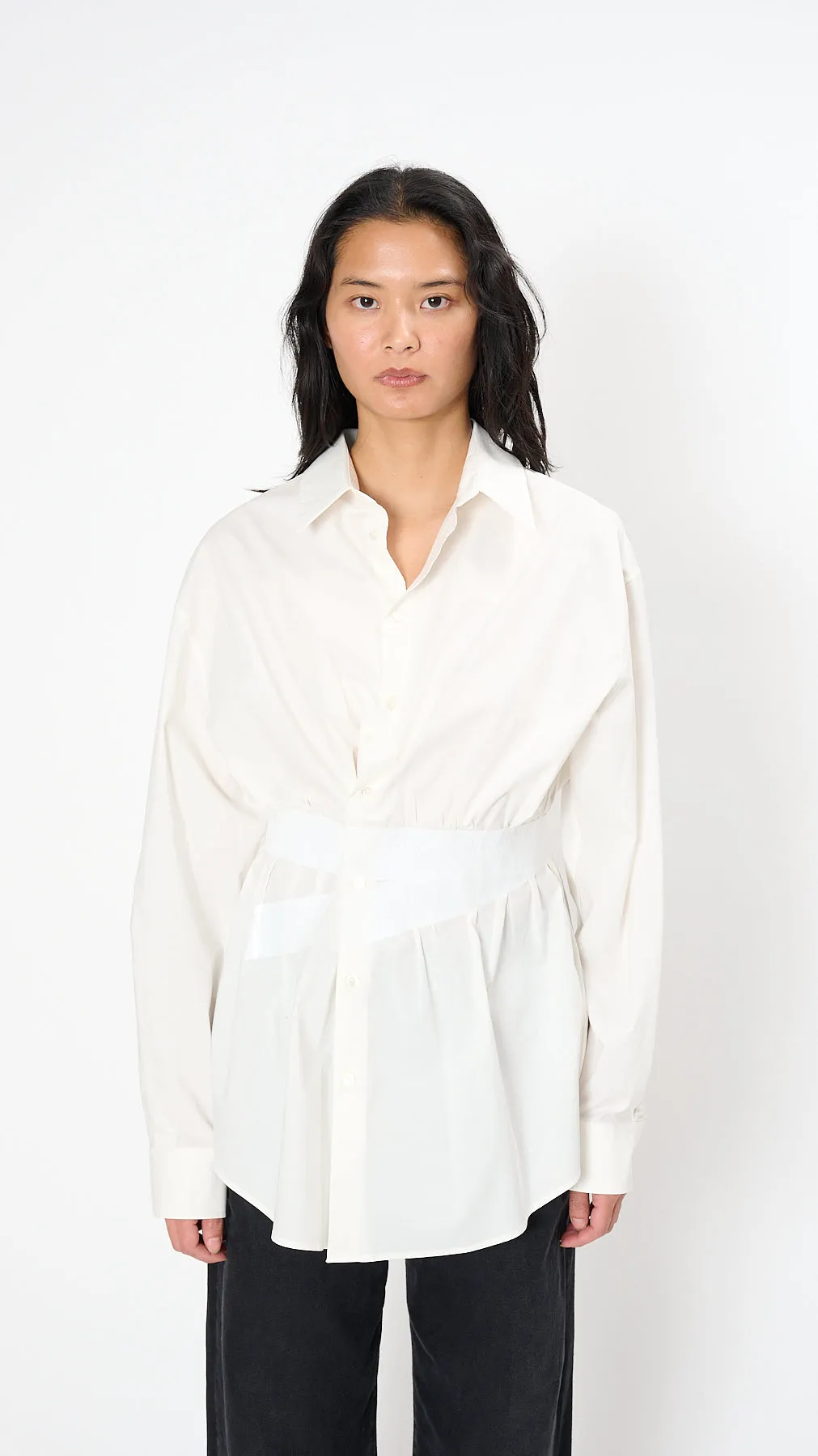Gathered Waist Shirt in White