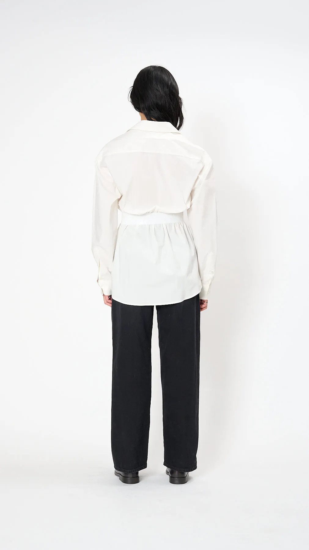 Gathered Waist Shirt in White