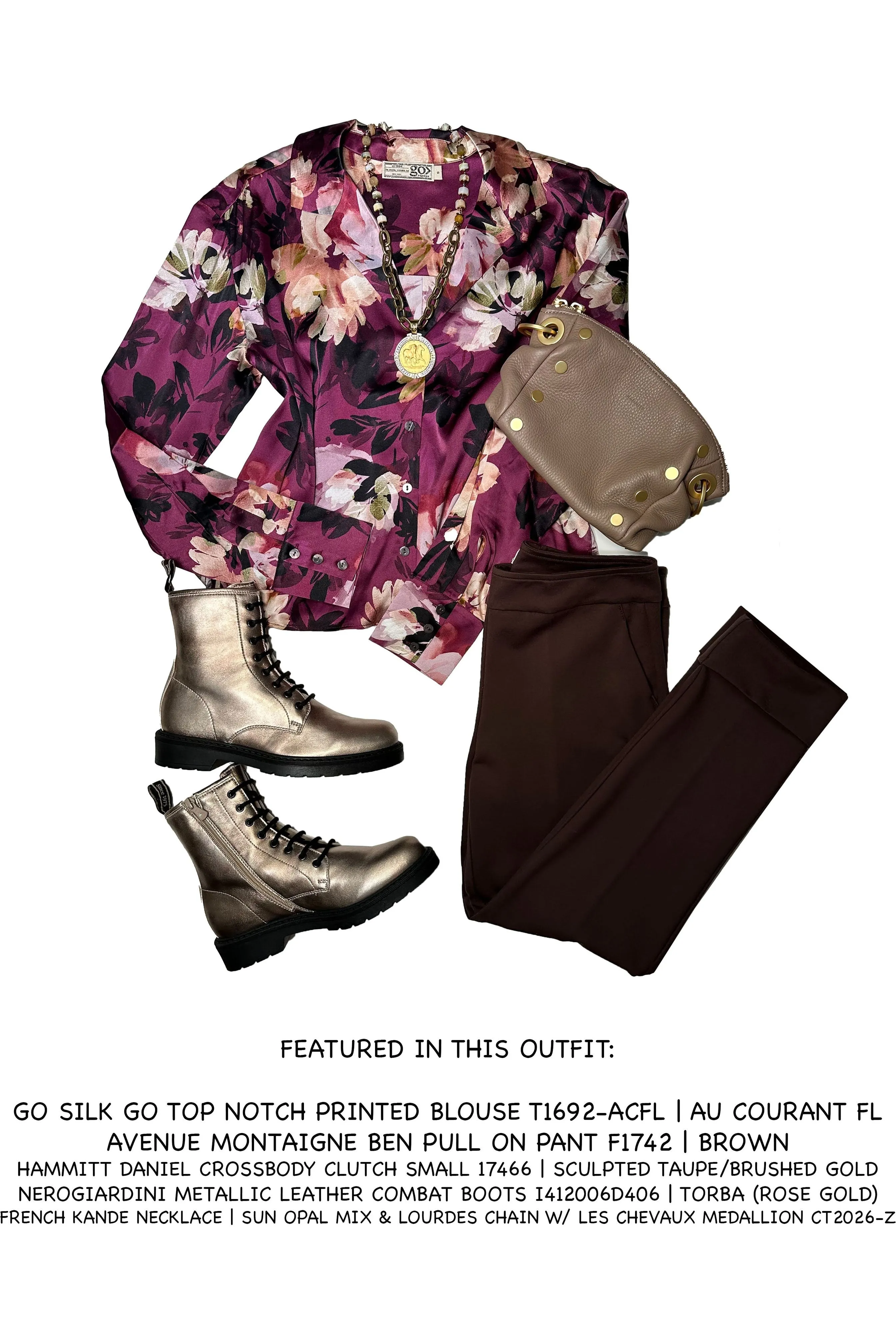 Go Silk Go Top Notch Printed Blouse T1692-ACFL | Au Courant Fl | Clearance Final Sale