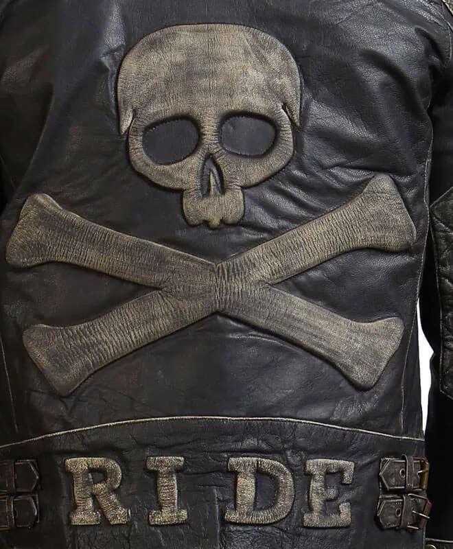 Gothic Skull and Crossbones Biker Jacket