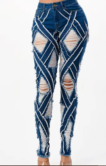 Gotta Have Them Diamond Distressed Ripped Skinny Jeans