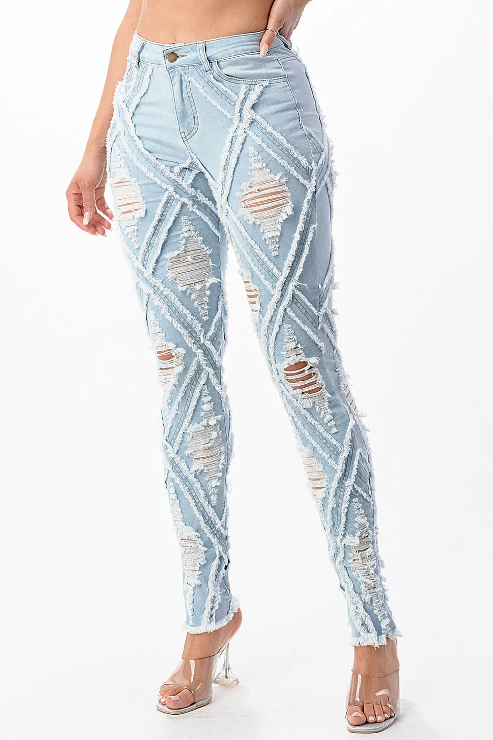 Gotta Have Them Diamond Distressed Ripped Skinny Jeans