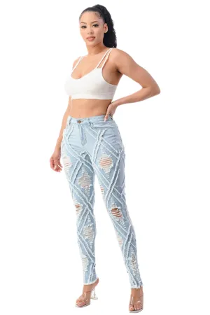 Gotta Have Them Diamond Distressed Ripped Skinny Jeans