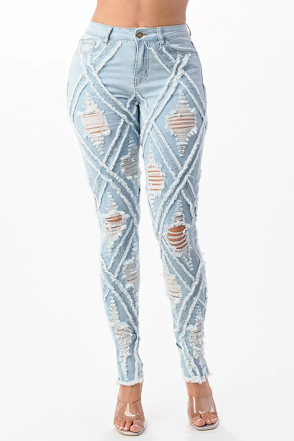 Gotta Have Them Diamond Distressed Ripped Skinny Jeans