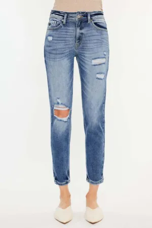 High Rise Distressed Mom Jeans