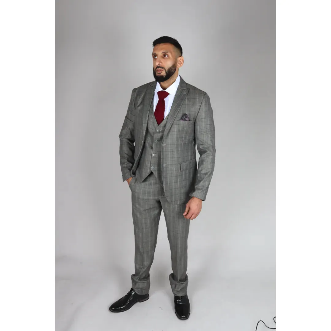 IM2 - Men's Grey Check 3 Piece Suit