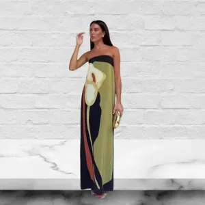 Jaime Floral Print Elastic Off Shoulder Loose Maxi Dress