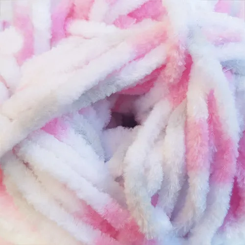 James C Brett Flutterby Chunky Yarn - B53 Pink Grey Spot - 100g Chenille Plush
