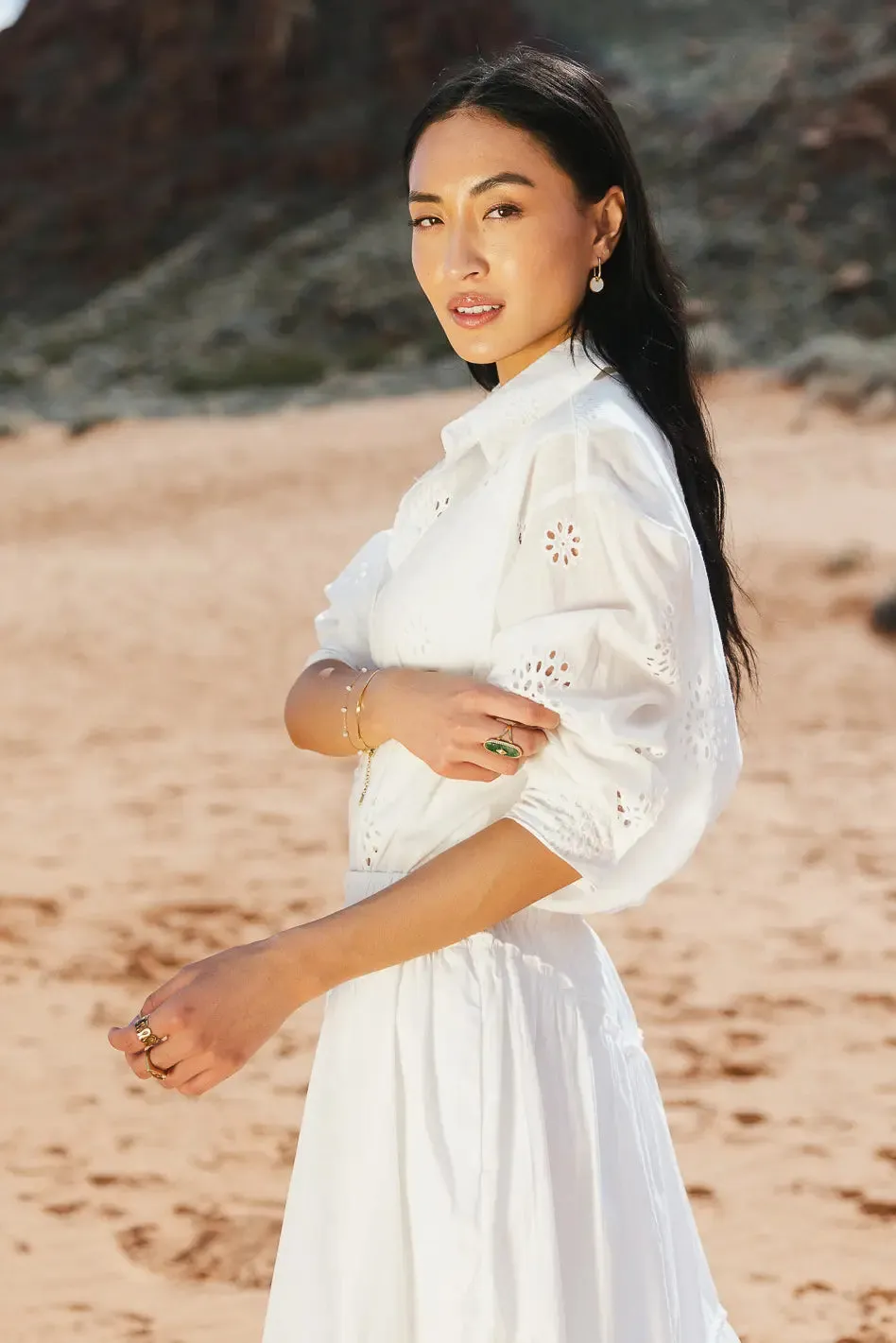 Kaya Floral Lace Button Up - FINAL SALE