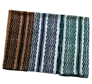 Keffiyeh Print Striped Chiffon Hijab
