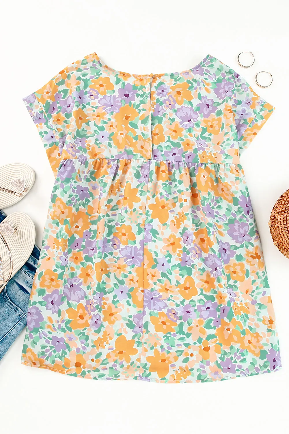 Keyhole Back Babydoll Blouse