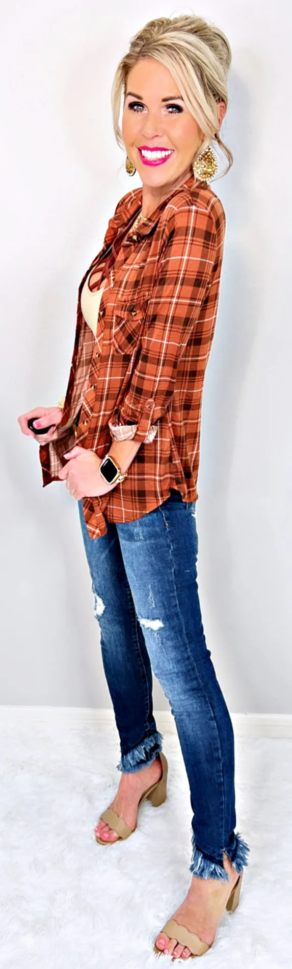 Kristy Raw Hem Jeans - Dark
