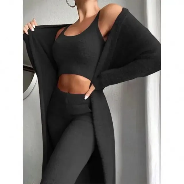 Ladies Teddy Lounge Wear Set Womens 3 Piece Tracksuits Fleece Pyjamas Cardigan 3 Piece Tracksuits Fleece Pyjamas Cardigan B-42296