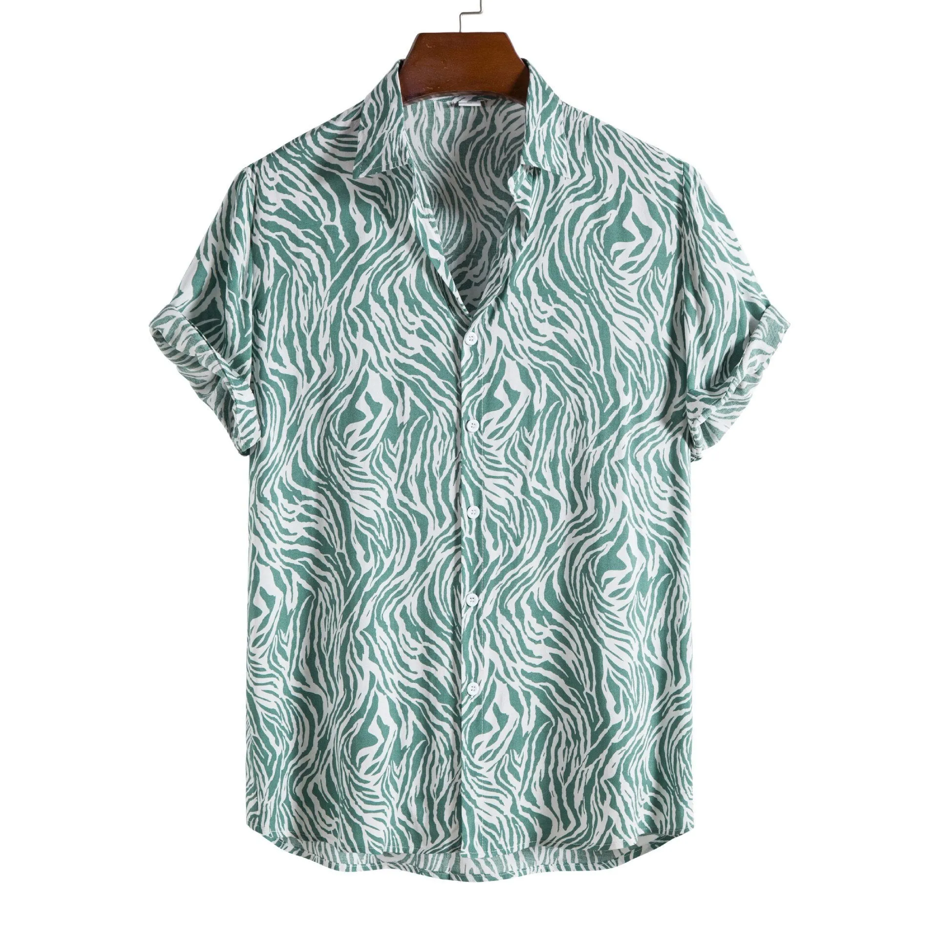 Leopard Floral Shirt Men Camisa Masculina Brand Slim Fit Short Sleeve Hawaiian Shirt Men Party Beach Casual Shirts Male XXL