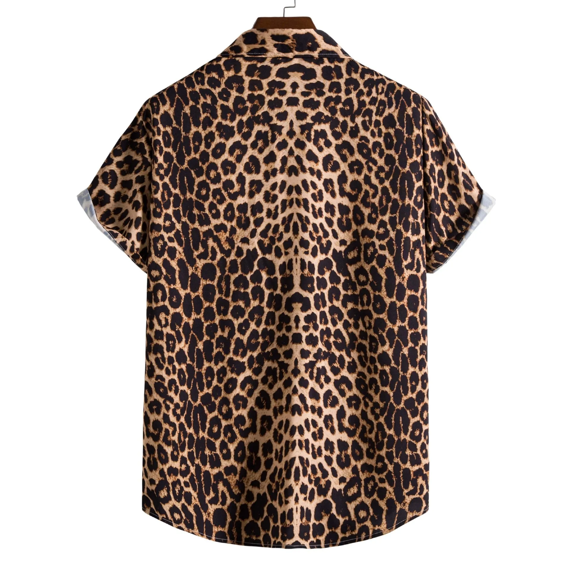 Leopard Floral Shirt Men Camisa Masculina Brand Slim Fit Short Sleeve Hawaiian Shirt Men Party Beach Casual Shirts Male XXL