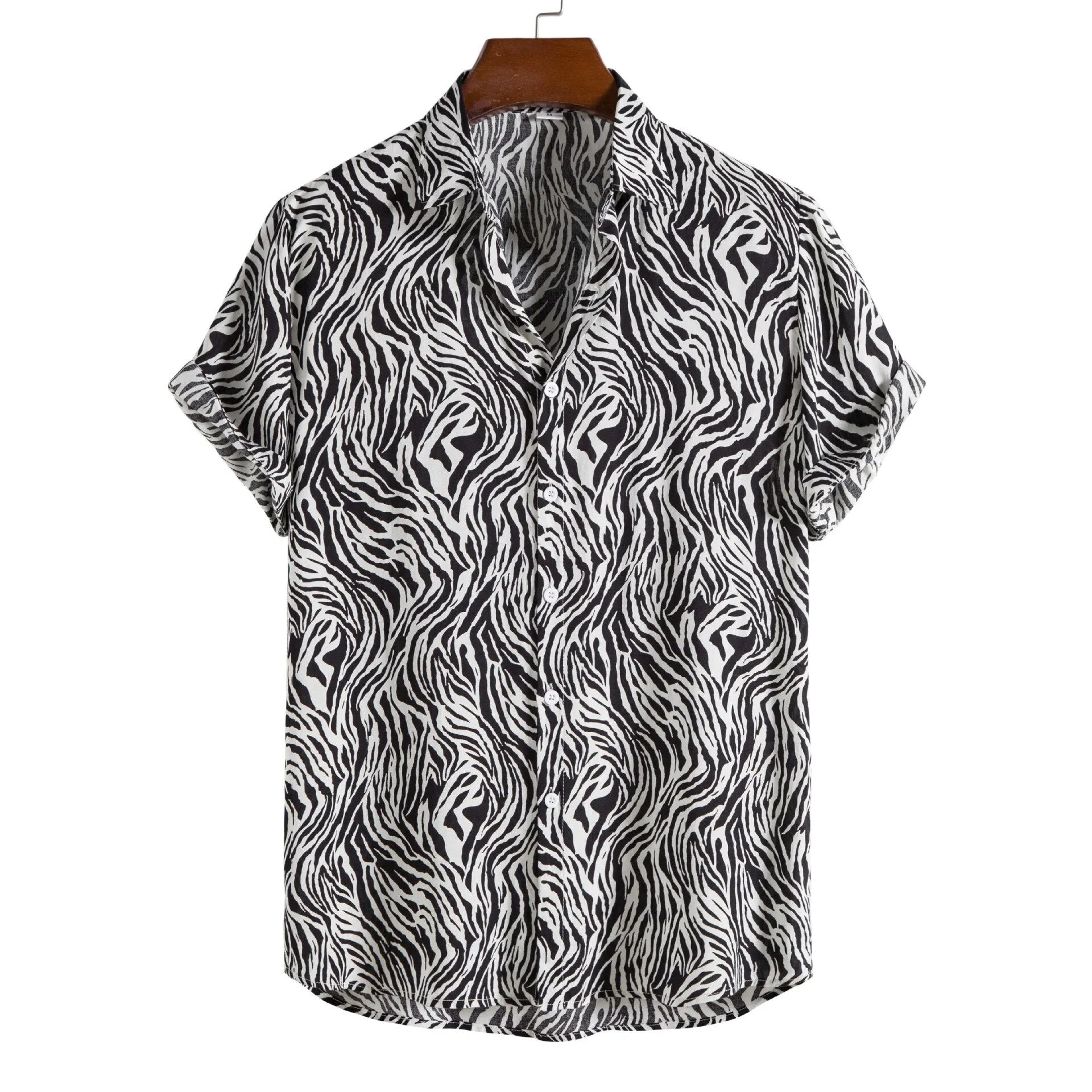Leopard Floral Shirt Men Camisa Masculina Brand Slim Fit Short Sleeve Hawaiian Shirt Men Party Beach Casual Shirts Male XXL