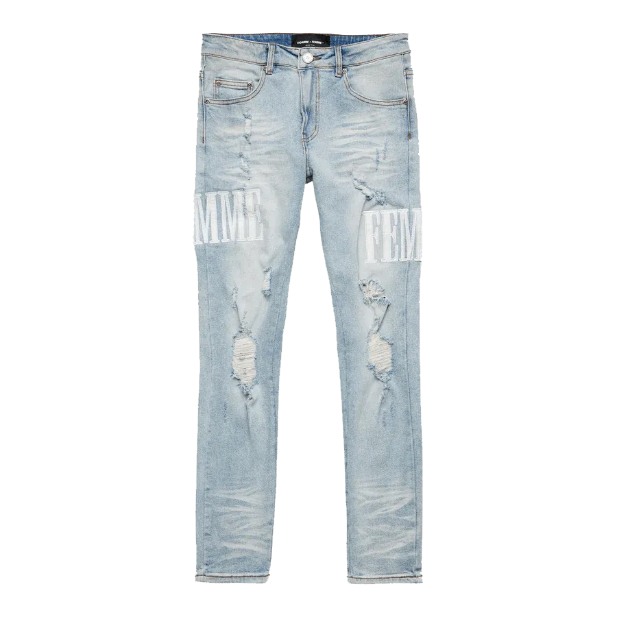 Letterman Denim Blue White