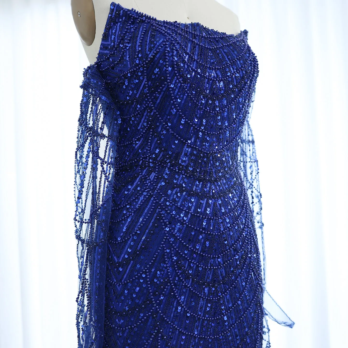 Luxury Beaded Green Mermaid Evening Dress with Gloves SS306