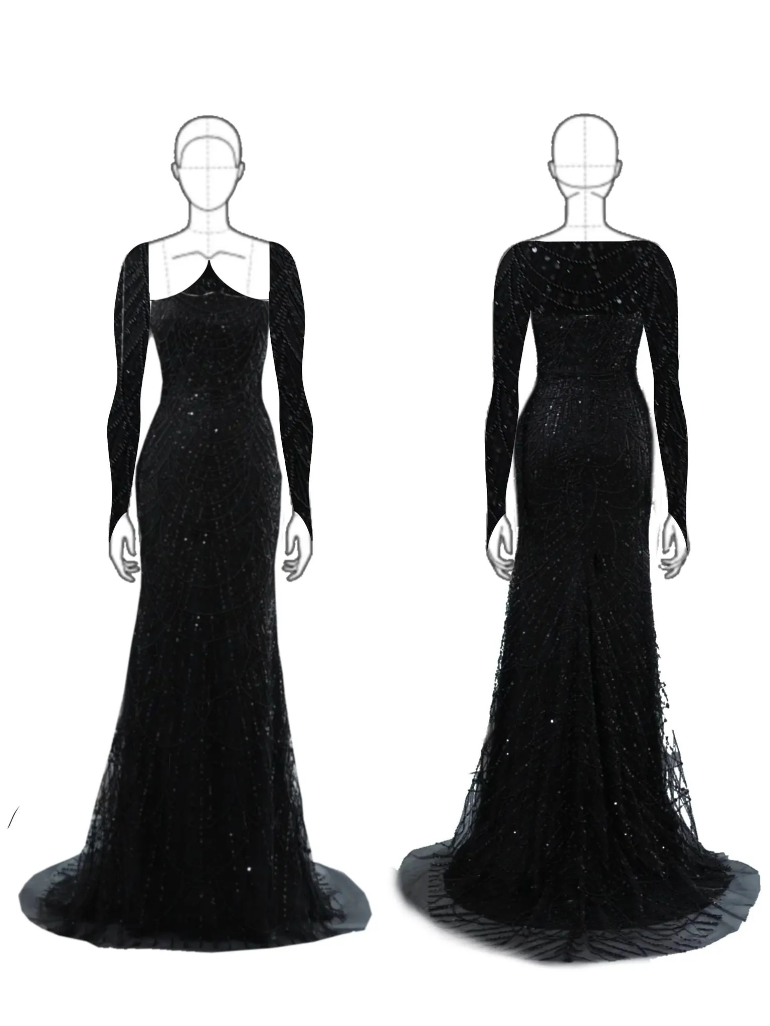 Luxury Beaded Green Mermaid Evening Dress with Gloves SS306