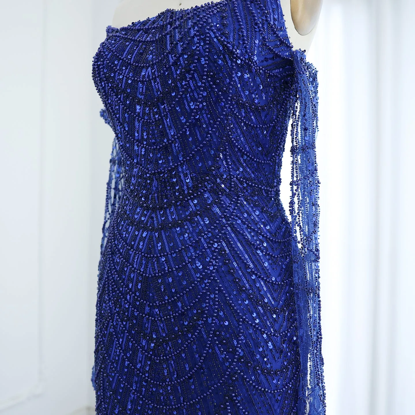 Luxury Beaded Green Mermaid Evening Dress with Gloves SS306