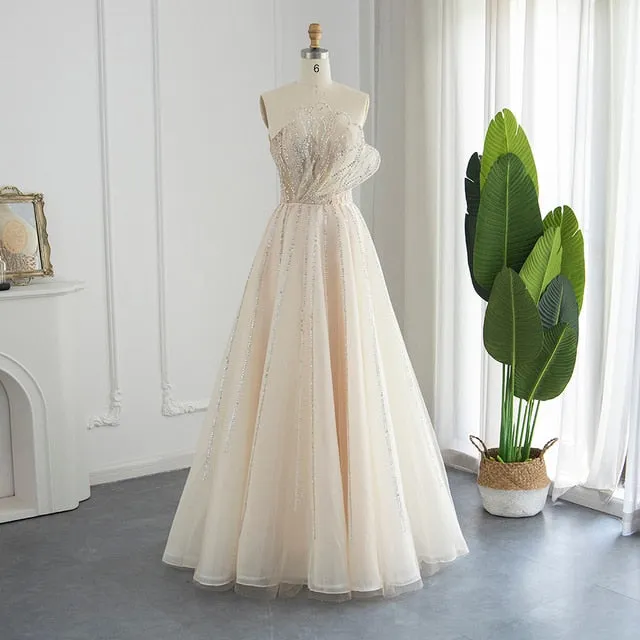 Luxury Beaded Lilac Scalloped Evening Dress SS247