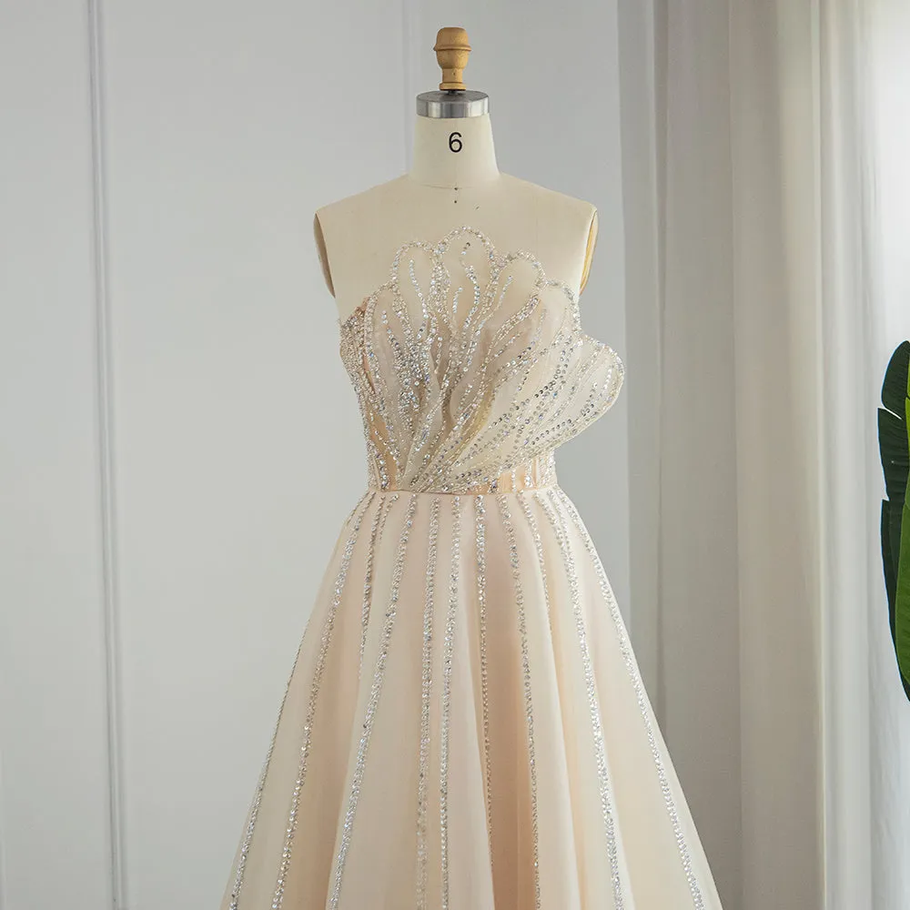 Luxury Beaded Lilac Scalloped Evening Dress SS247