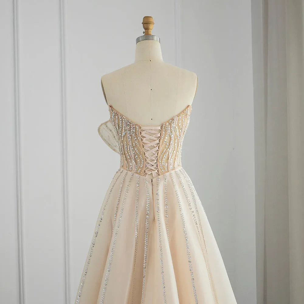 Luxury Beaded Lilac Scalloped Evening Dress SS247