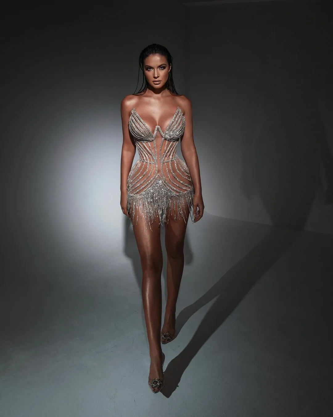 Luxury Beading Tassels Strapless Short Cocktail Dress RM016