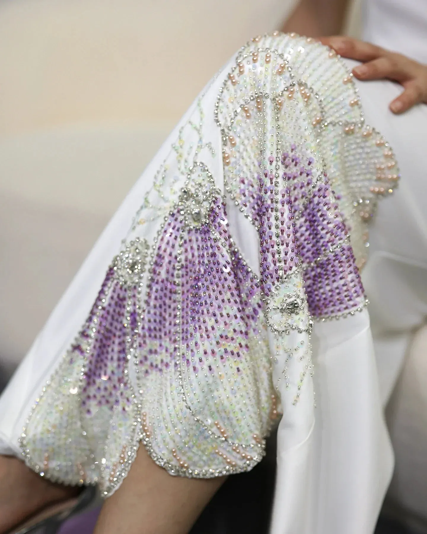 Luxury Butterfly Beaded One Shoulder White Evening Dress SS475