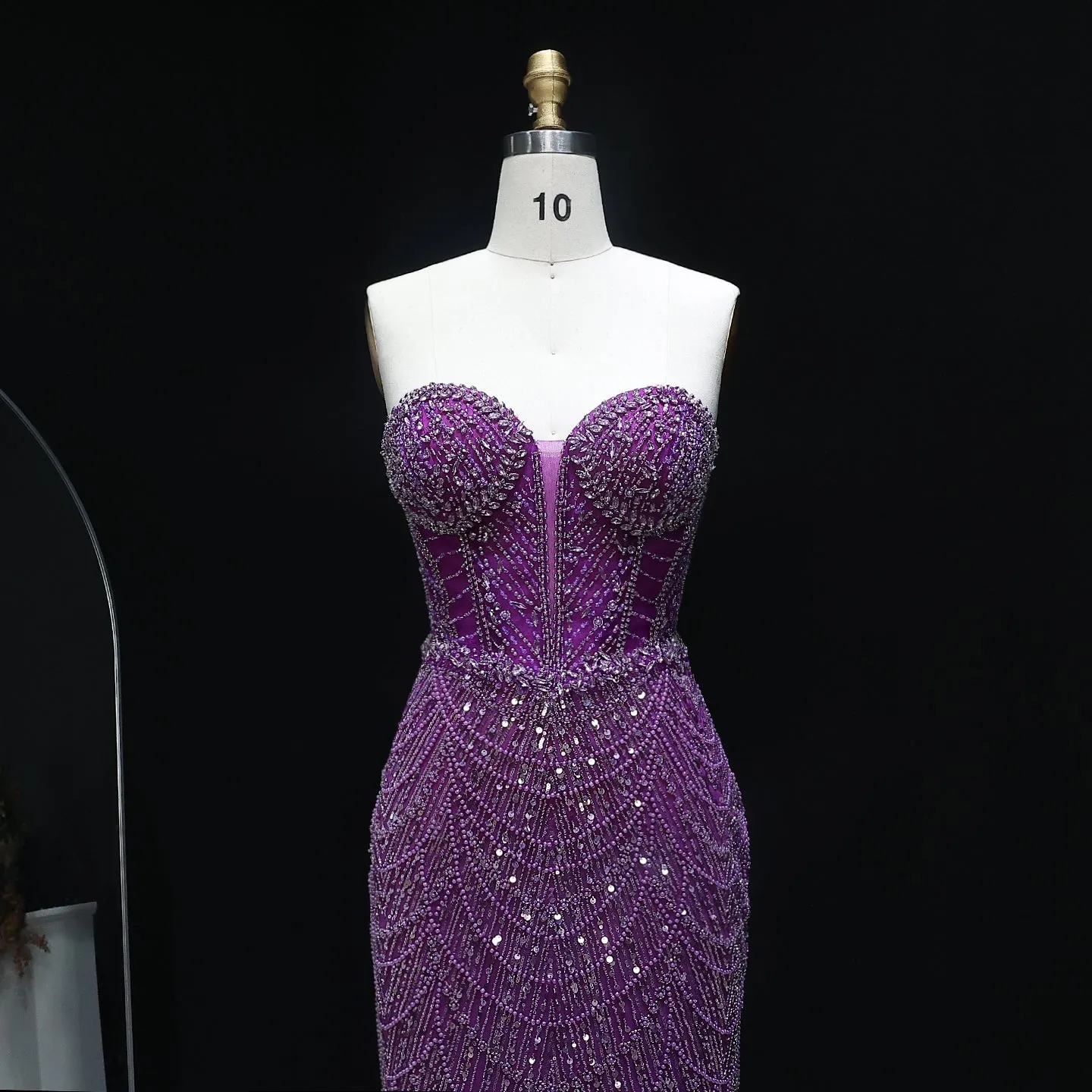 Luxury Crystal Nude Strapless Evening Dress SS223