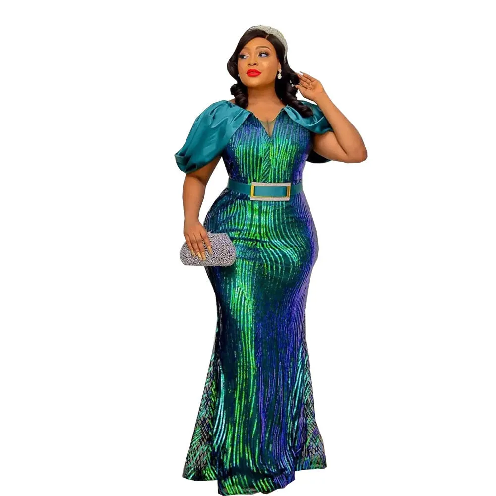 Luxury Evening Dresses Women Plus Size Sequin Mermaid Bodycon Dress