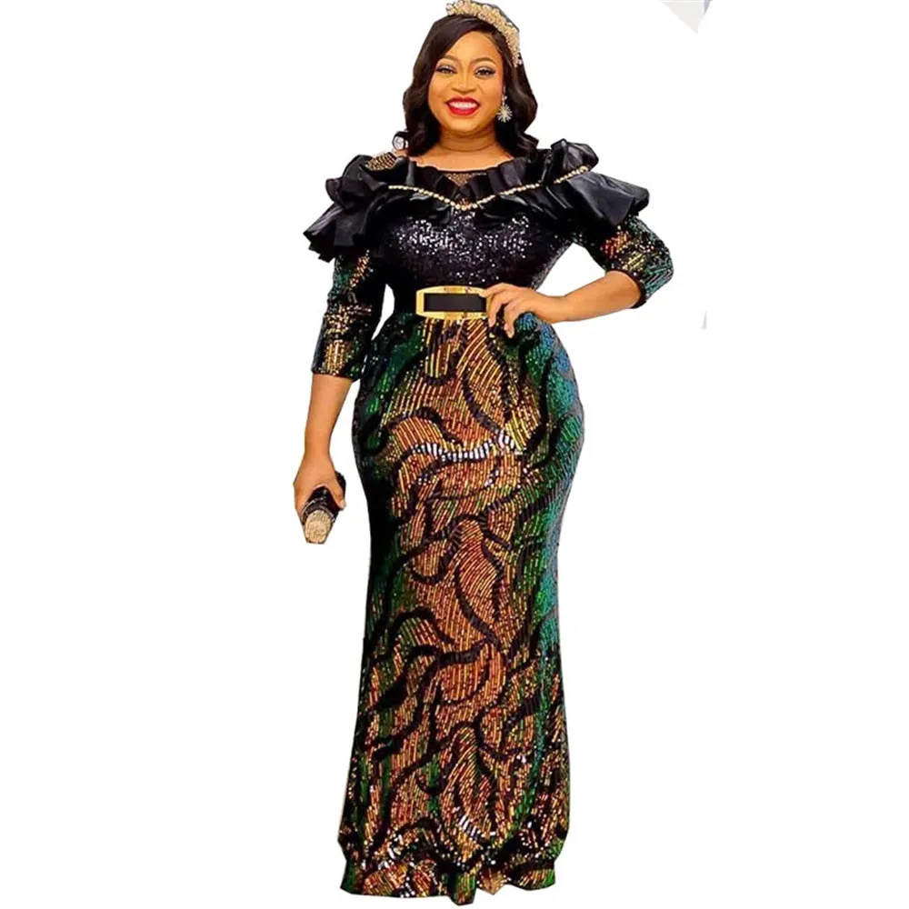 Luxury Evening Dresses Women Plus Size Sequin Mermaid Bodycon Dress