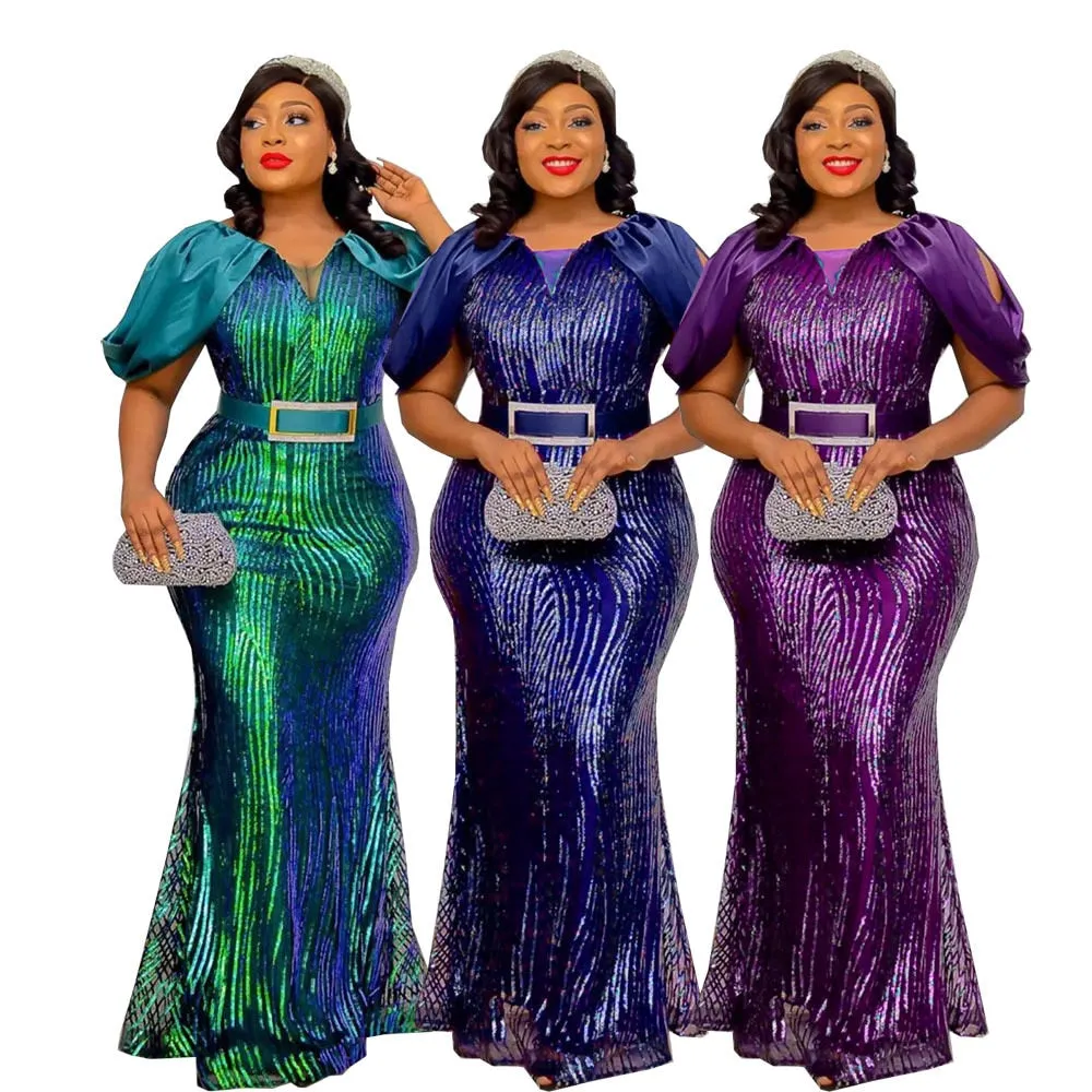 Luxury Evening Dresses Women Plus Size Sequin Mermaid Bodycon Dress
