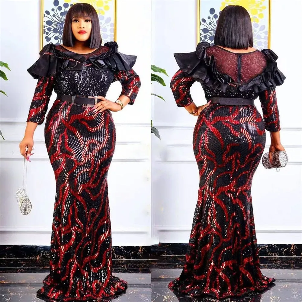Luxury Evening Dresses Women Plus Size Sequin Mermaid Bodycon Dress
