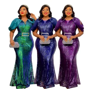Luxury Evening Dresses Women Plus Size Sequin Mermaid Bodycon Dress