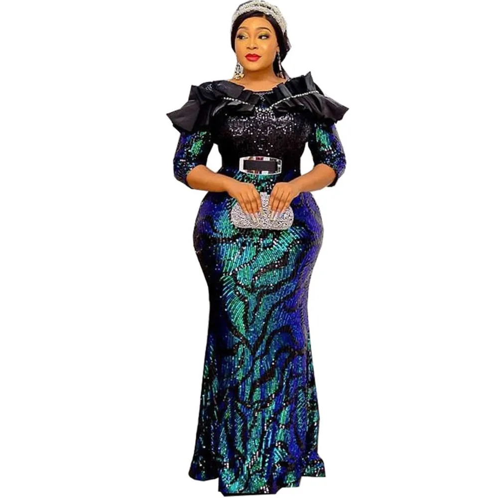 Luxury Evening Dresses Women Plus Size Sequin Mermaid Bodycon Dress